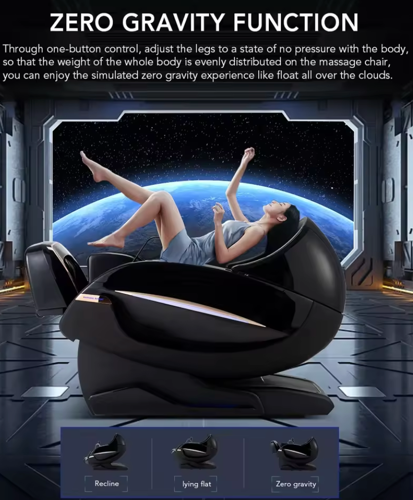Diagram of the OmniSense zero gravity function and recline positions
