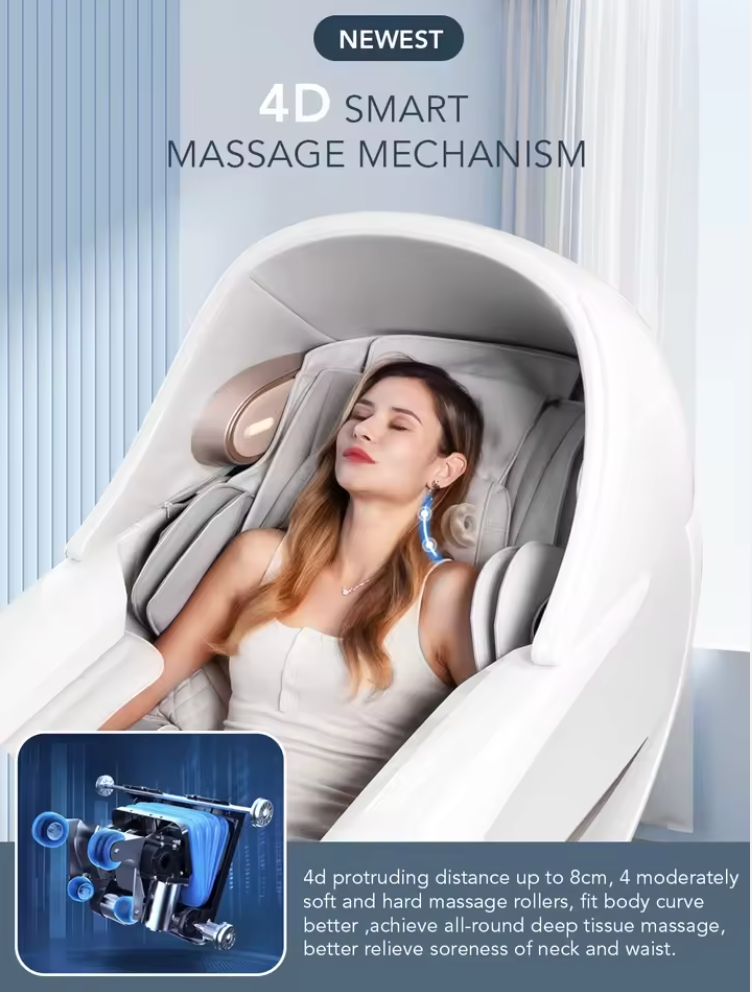 Diagram of the OmniSense 4D massage mechanism and roller travel