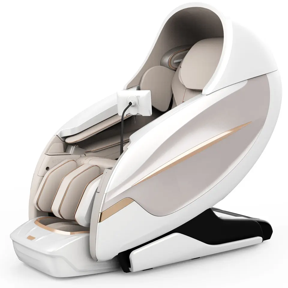 OmniSense 4D massage chair in white, front three-quarter view