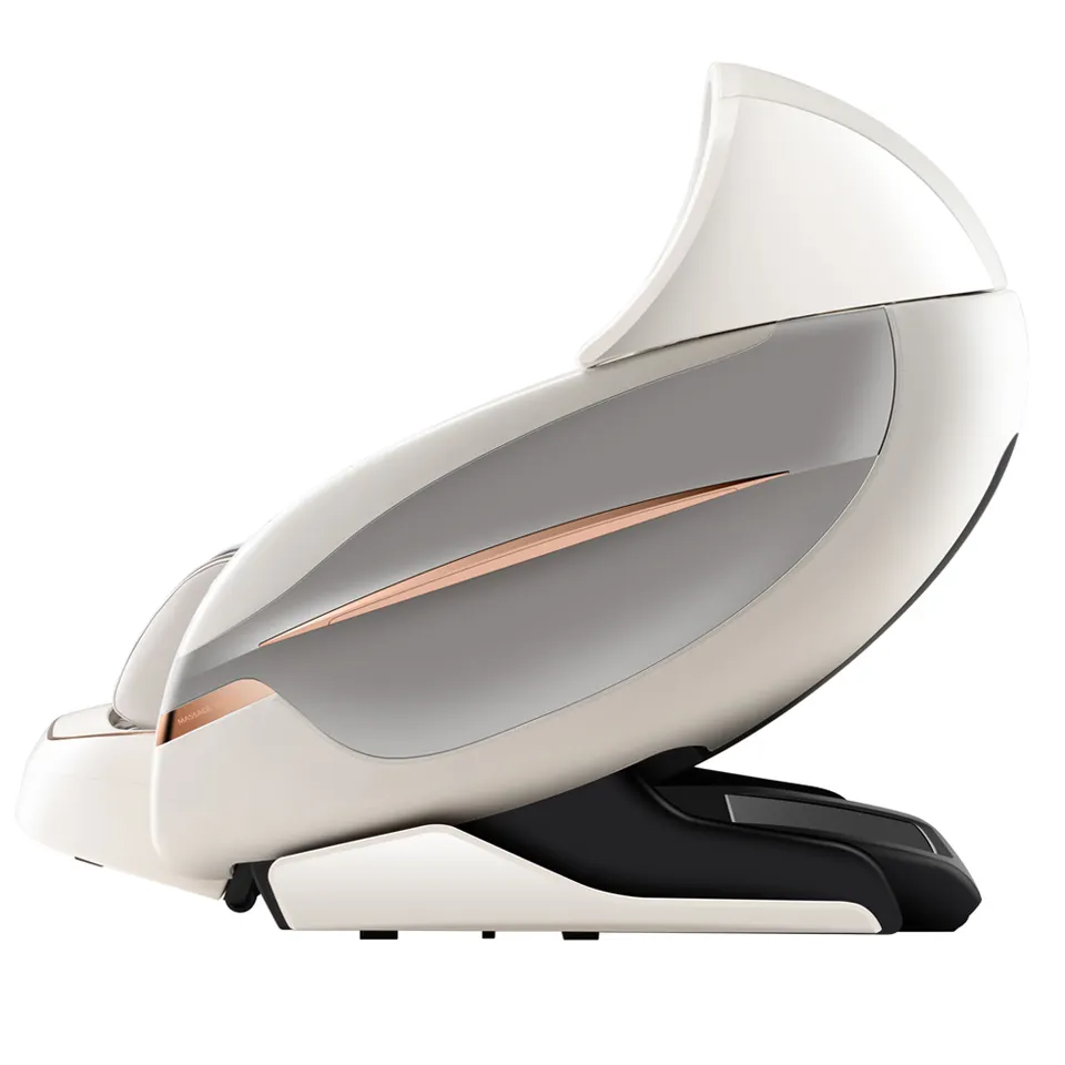 OmniSense 4D massage chair in cream, viewed from the side